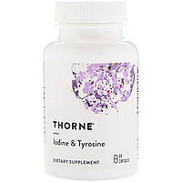 Питание Щитовидной Железы, Йод и Тирозин, Thorne Research, Iodine & Tyrosine, 60 капсул