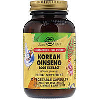 Корень Женьшеня (Экстракт), Korean Ginseng Root Extract, Solgar, 60 капсул