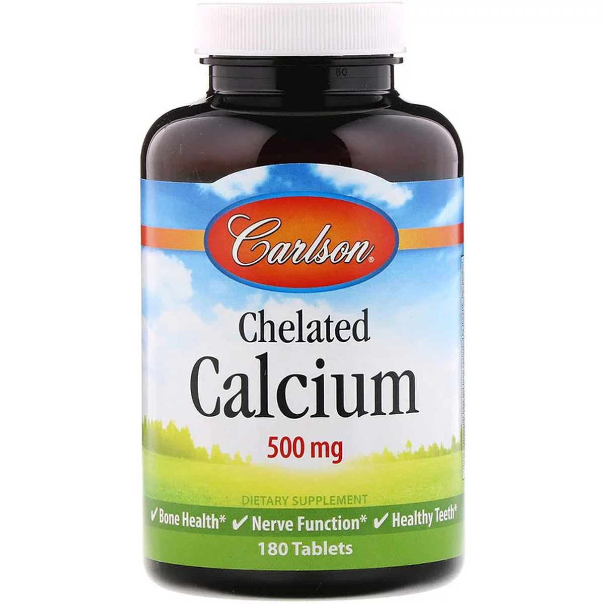 Кальцій Хелат, Chelated Calcium, Carlson Labs, 500 мг, 180 таблеток