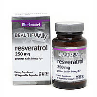 Ресвератрол 250 мг, Beautiful Ally, Bluebonnet Nutrition, Resveratrol 250 мg, 30 рослинних капсул
