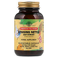 Кропива, Екстракт Листя, Nettle Leaf Extract, Solgar, 60 капсул