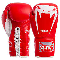 Перчатки боксерские кожаные на шнуровке VENUM GIANT VL-5786 красные, 12 унций: Gsport