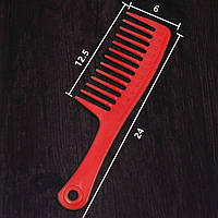 Парикмахерская профессиональная расческа с длинными и редкими зубьями красная