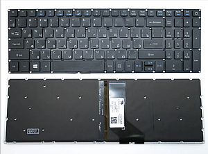 Клавіатура для ноутбука Acer E5-522, E5-573 чорна з підсвічуванням нова