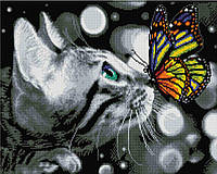 Алмазная мозаика ColorArt 40х50 Котик с бабочкой SP080