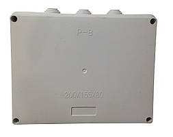 Коробка розподільча Р8 без клеми з гермовводами 200х155х80мм IP54