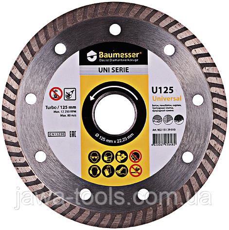 Диск алмазний Turbo 230x2,3x9x22,23 Baumesser Universal, фото 1