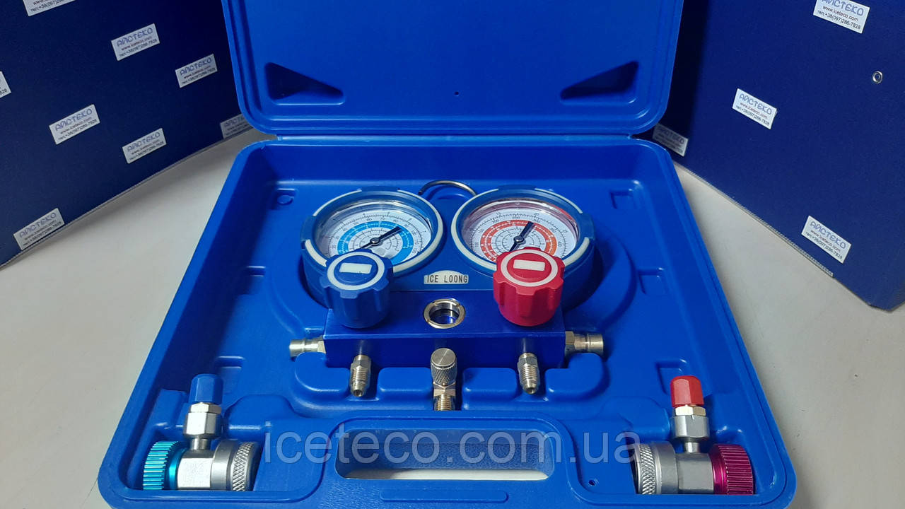 Манометричний 2-х вентильний колектор (R22, R404A, R134A, R507, R407C) Ice Loong, фото 1