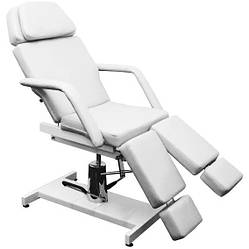 Кушетка педикюрно-косметологічна гідравлічна крісло кушетка для педикюру для татуажу салону краси 235 Білий