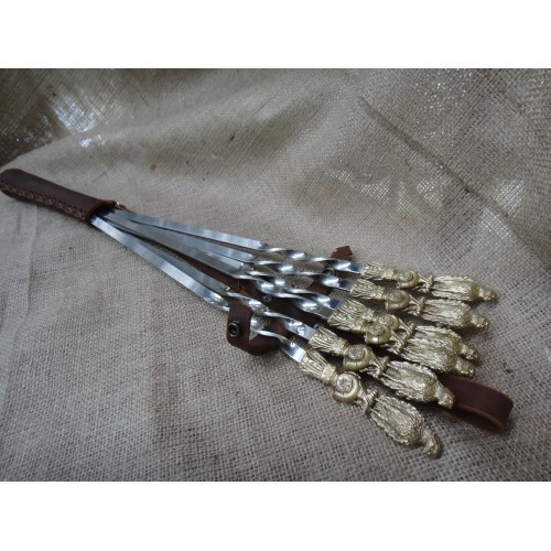 Набір шампурів "Птиці" у шкіряному сагайді