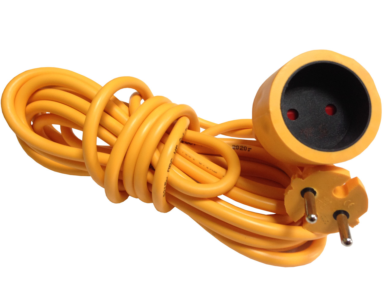 Садовий подовжувач НГ ORANGE(папа+мама) ПВС (2х1,5) MAX 3кВт 100% мідь 5м