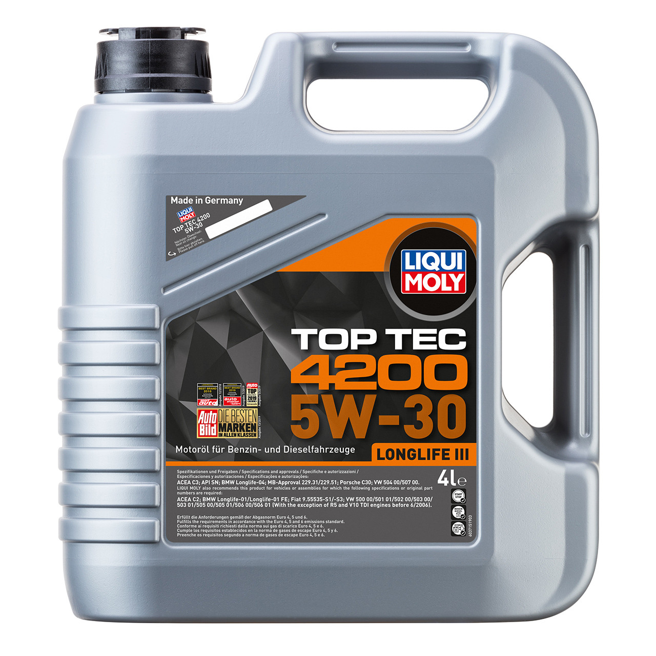 Моторна олива + омивач Liqui Moly Top Tec 4200 5W-30 4л (3715) Синтетична для VAG групи