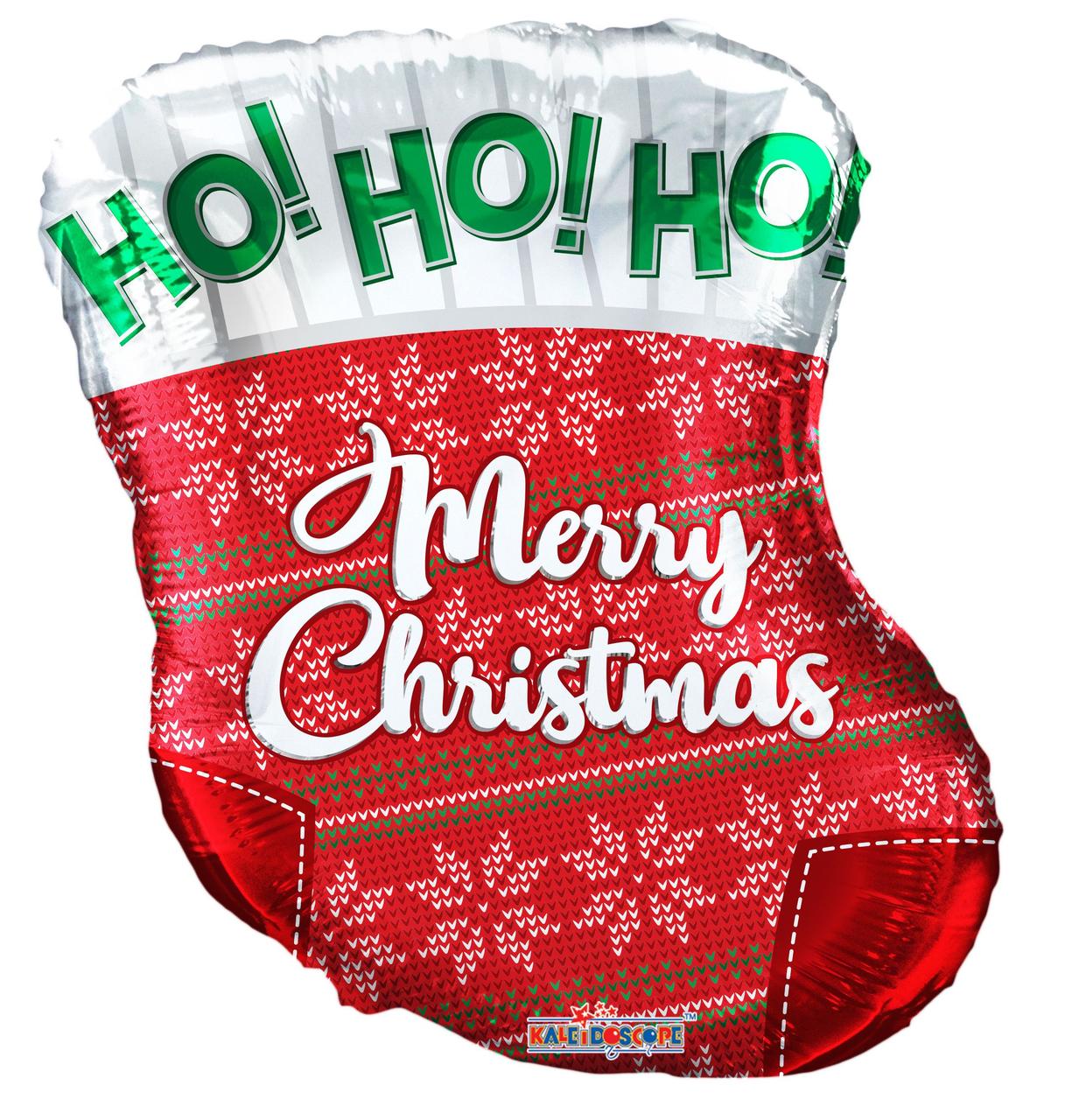 К 18" Christmas Gift Stocking. Куля фольгована фігура Різдвяний носок для подарунків