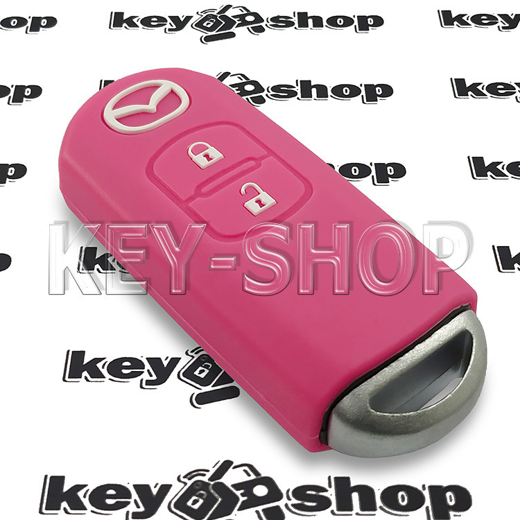 Чехол (розовый, силиконовый) для смарт ключа Mazda (Мазда) 2 кнопки - фото 3 - id-p1293184575