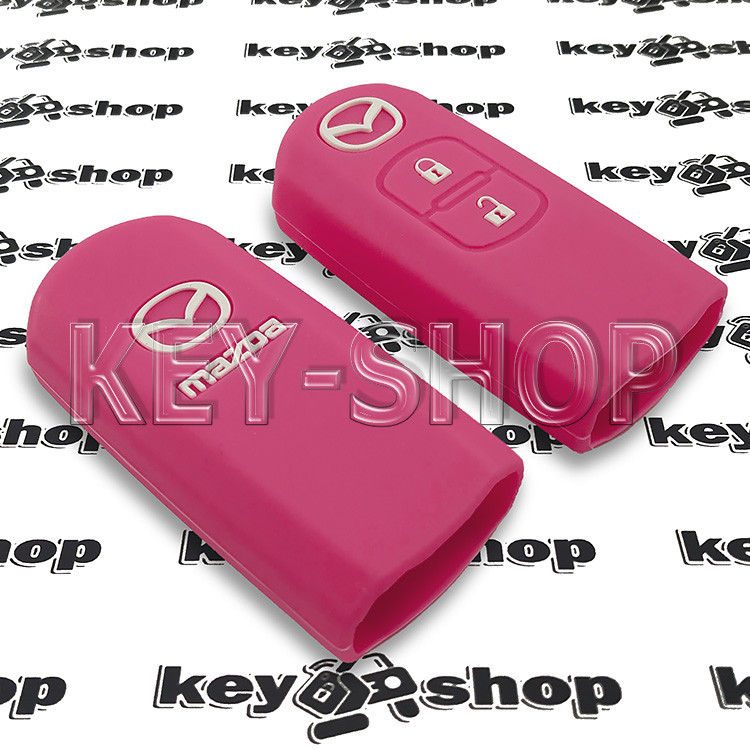 Чехол (розовый, силиконовый) для смарт ключа Mazda (Мазда) 2 кнопки - фото 2 - id-p1293184575