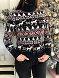 Жіночий светр новорічний з оленями чорний, фото 2