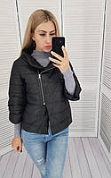 Куртка женская укороченная, черный глянец А524