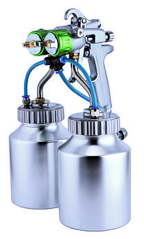 Пістолет фарбувальний пневматичний HVLP 1,3 (2 бачки, 2 форсунки) AUARITA PT-29B-1.3