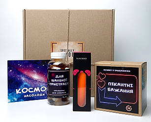 Набір сексуальний "Мій дельфін": інтимний масажер міні, еротичні фанти, цукерки для пристрасті, листівка,