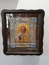 Філігранна Ікона Микола Чудотворець, срібло, позолота, 26*23*5 см