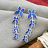 Срібні сережки БС1173син розмір 28х7 мм синя емаль вага 1.9 г, фото 3