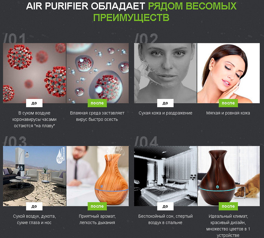 Увлажнитель Воздуха Air Purifier + Ароматизатор + Ночник - фото 4 - id-p1293248110