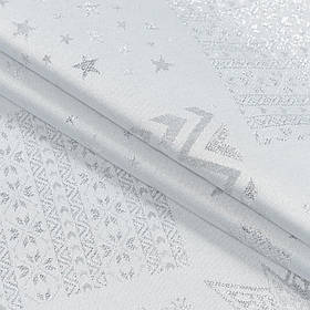 Новорічна декоративна тканина з сріблястим люрексом Світло-сірий
