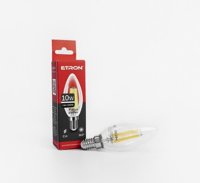 Лампа "Etron Filament Power" прозоре скло LED 1-EFP-118  C37 10Вт 4200K Е14(10)