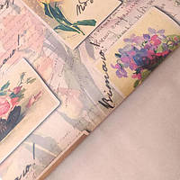 Упаковочная крафт-бумага № 27 "Открытки с цветами"