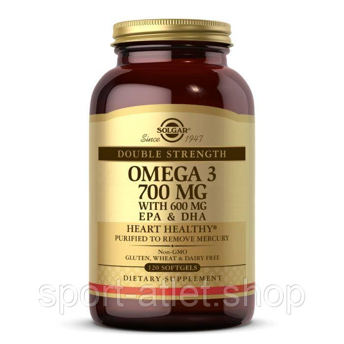 Жирні кислоти Solgar Omega 3 700 mg Double Strength, 120 капсул, фото 1