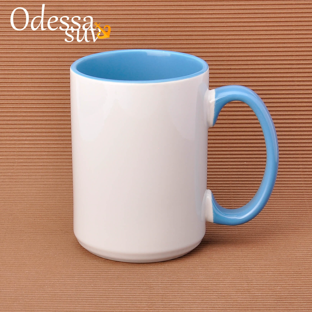 Чашка 425мл (кольорова всередині і ручка) блакитна