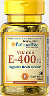 Витамин Е, Vitamin E-400 IU, Puritan's Pride, 50 капсул