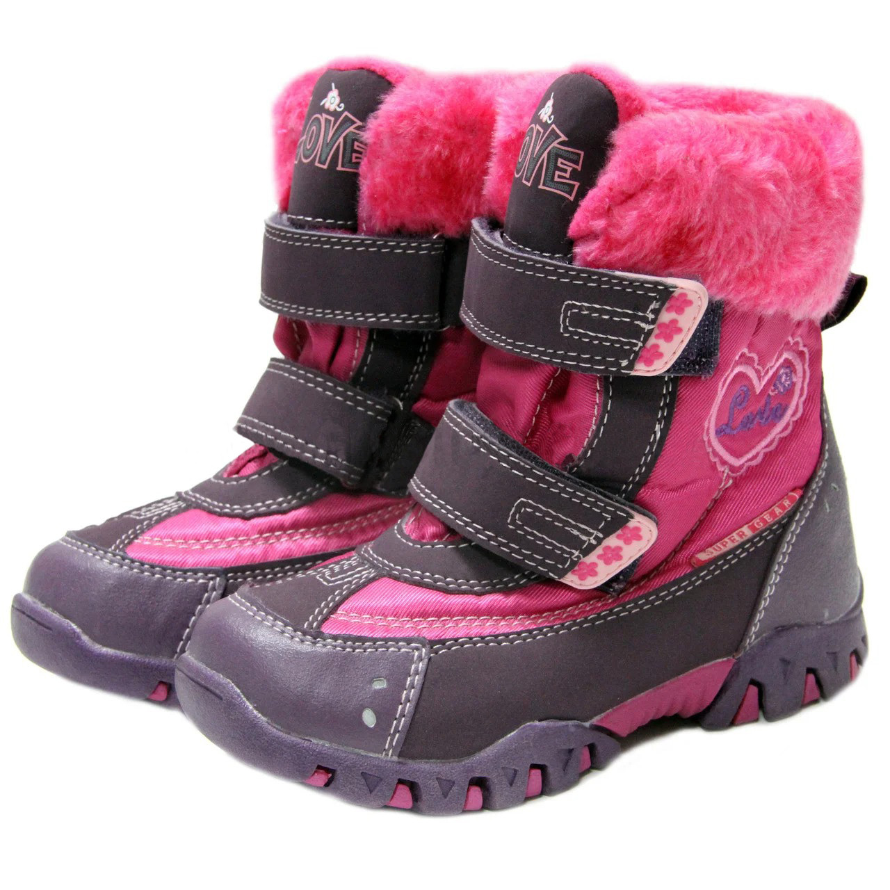 Теплі зимові рожеві термоботинки на дівчинку на флісі 30-го розміру, фото 1