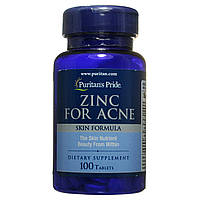 Цинк от прыщей, Zinc for Acne, Puritan's Pride, 100 таблеток