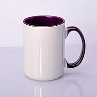 Фиолетовая внутри и ручка 425мл Чашка сублимационная белая, фото 1