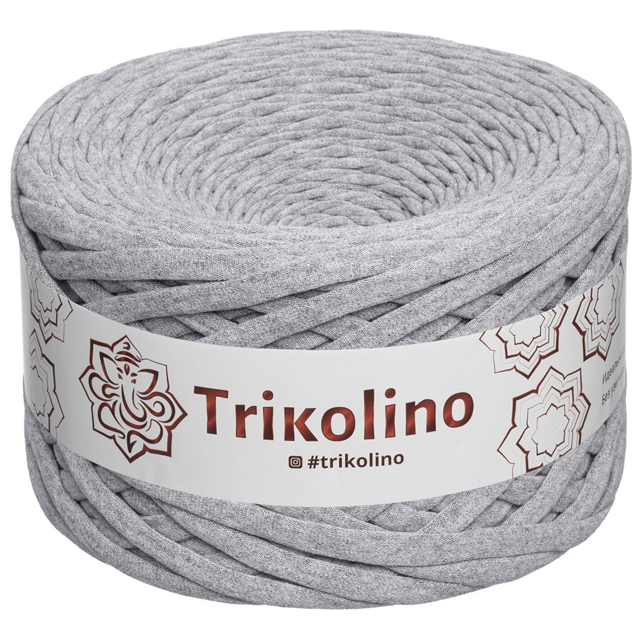 Трикотажна пряжа Trikolino, 7-9 мм., 50 м., Сірий меланж, нитки для в'язання
