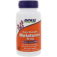 Мелатонин, Melatonin, Now Foods, 10 мг, 100 вегетарианских капсул