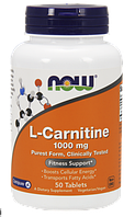 L-карнитин, L-Carnitine, Now Foods, 1000 мг, 50 таблеток