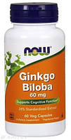 Гинкго Билоба, Ginkgo Biloba, Now Foods, 60 мг, 60 капсул