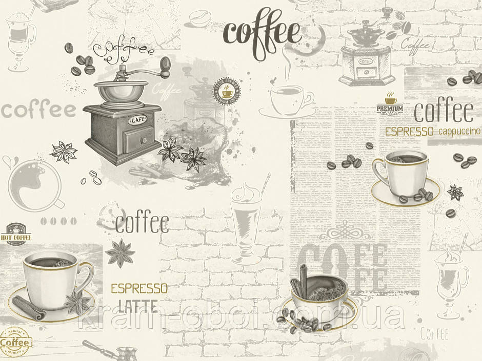 Шпалери КФТБ вінілові на паперовій основі супер мийка 10 м*0,53 9В49 Латте 5754-10, фото 1