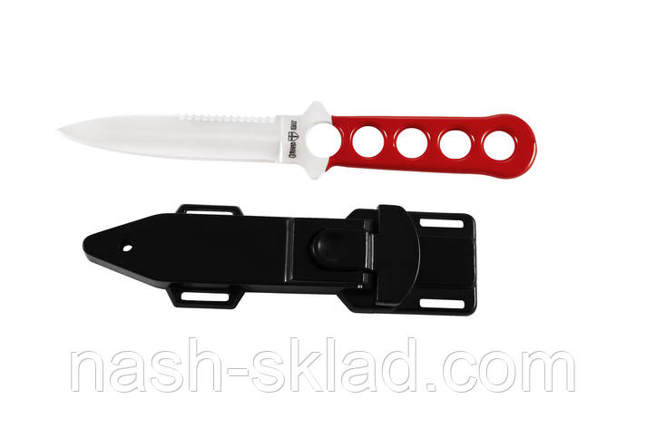 Ніж для дайвінгу Мангуст, з стропорезом і пластиковим чохлом і ременями для кріплення, фото 1