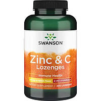 Swanson Zinc Вітамін C льодяники апельсин-лимон (100мг+25мг) 200 таб