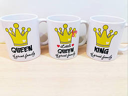 Сімейні білі чашки (кухлі) з принтом "Королівська сім'я"