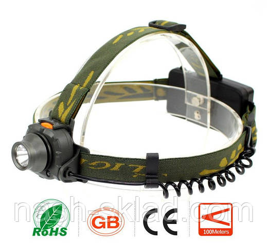 Акумуляторний налобний ліхтар DX-1505A з датчиком руху, фото 1