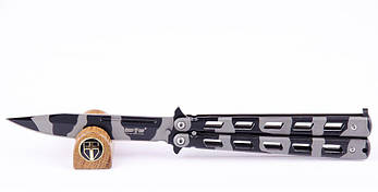 Ніж метелик Хамелеон темний камуфляж, балисонг для флиппинга, фото 1