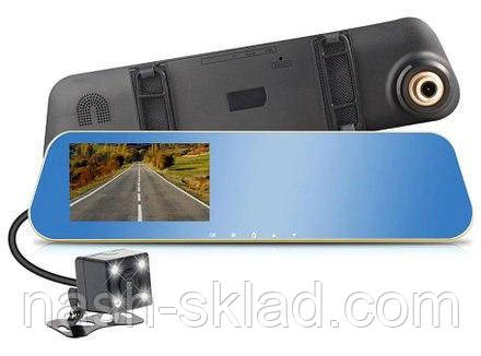 Дзеркало реєстратор з камерою заднього виду DVR VEHICLE BLACKBOX, фото 1