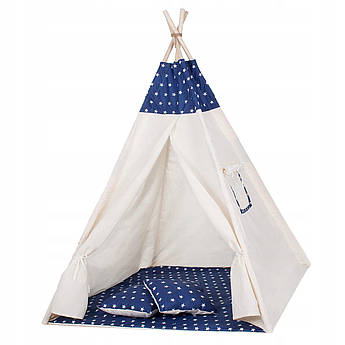 Дитячий намет (вігвам) Springos Tipi XXL TIP08 White/Blue .