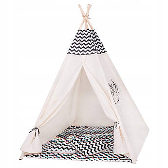 Дитячий намет (вігвам) Springos Tipi XXL TIP02 White/Black .