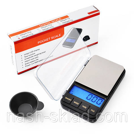 Ювелірні ваги Pocket Scale c чашею, max вага 0,5 кг (похибка 0,1 г), фото 1