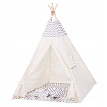 Дитячий намет (вігвам) Springos Tipi XXL TIP03 White/Grey .